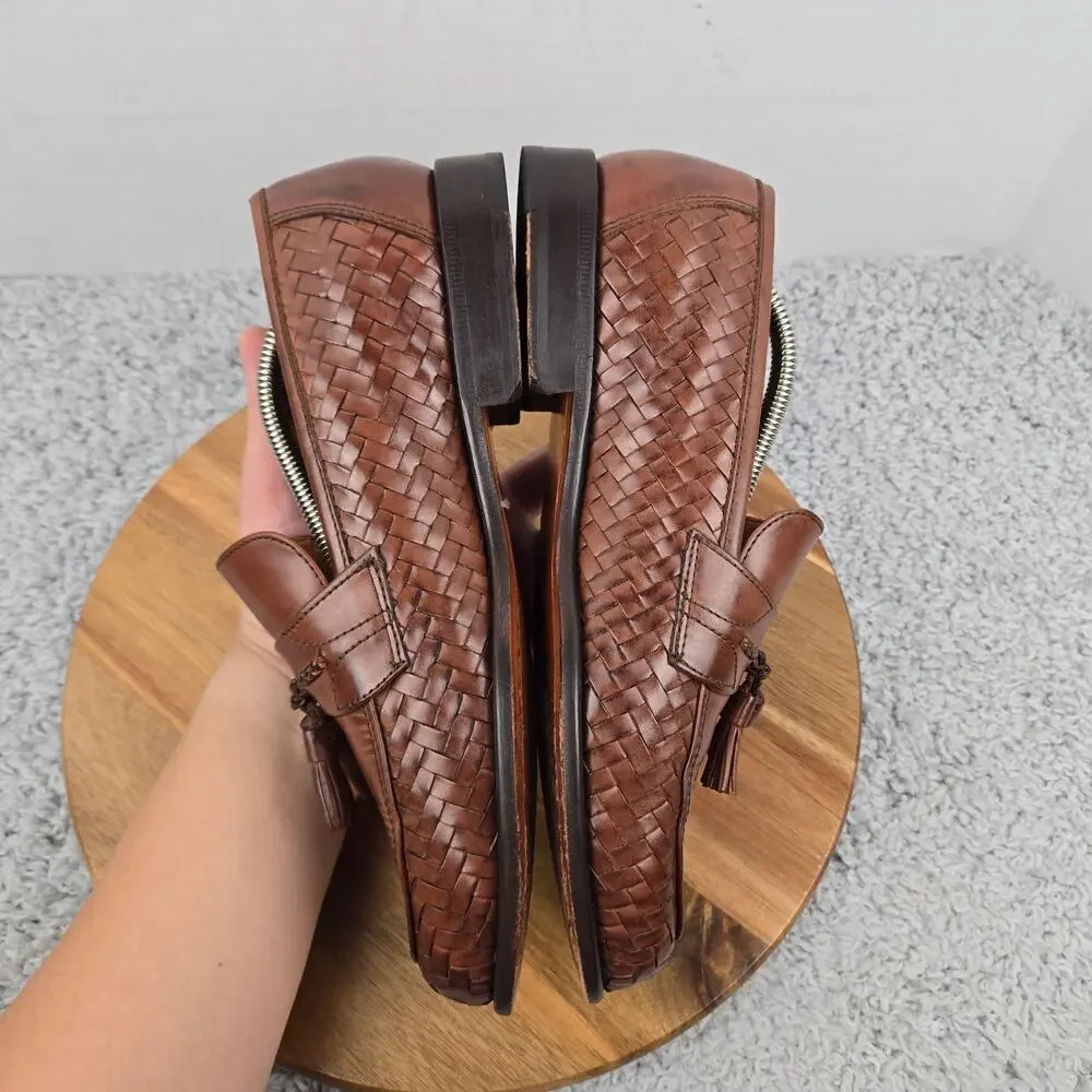 G.H. Bass Mens 9M Jerome Brown Woven Leather Casual Daily Office Tasseled Loafer